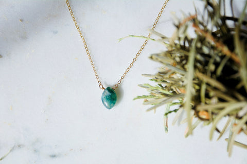 Moss Agate Teardrop Necklace - Wild Soul Gems