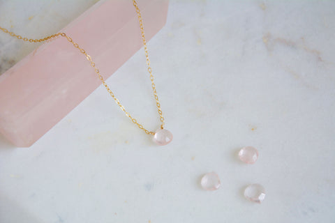 Rose Quartz Teardrop Necklace - Wild Soul Gems