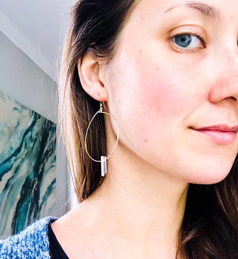 Clear Quartz Point Hoops - Wild Soul Gems