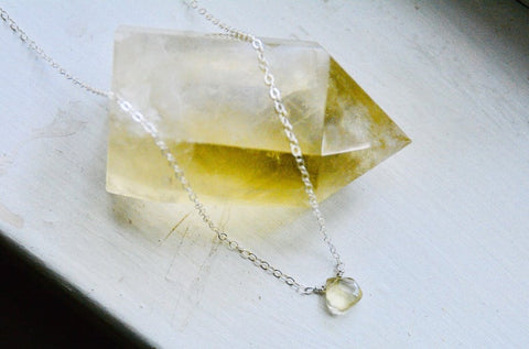 Lemon Quartz Teardrop Necklace - Wild Soul Gems