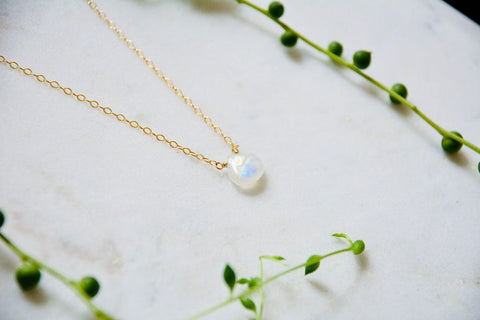 Moonstone Teardrop Necklace - Wild Soul Gems